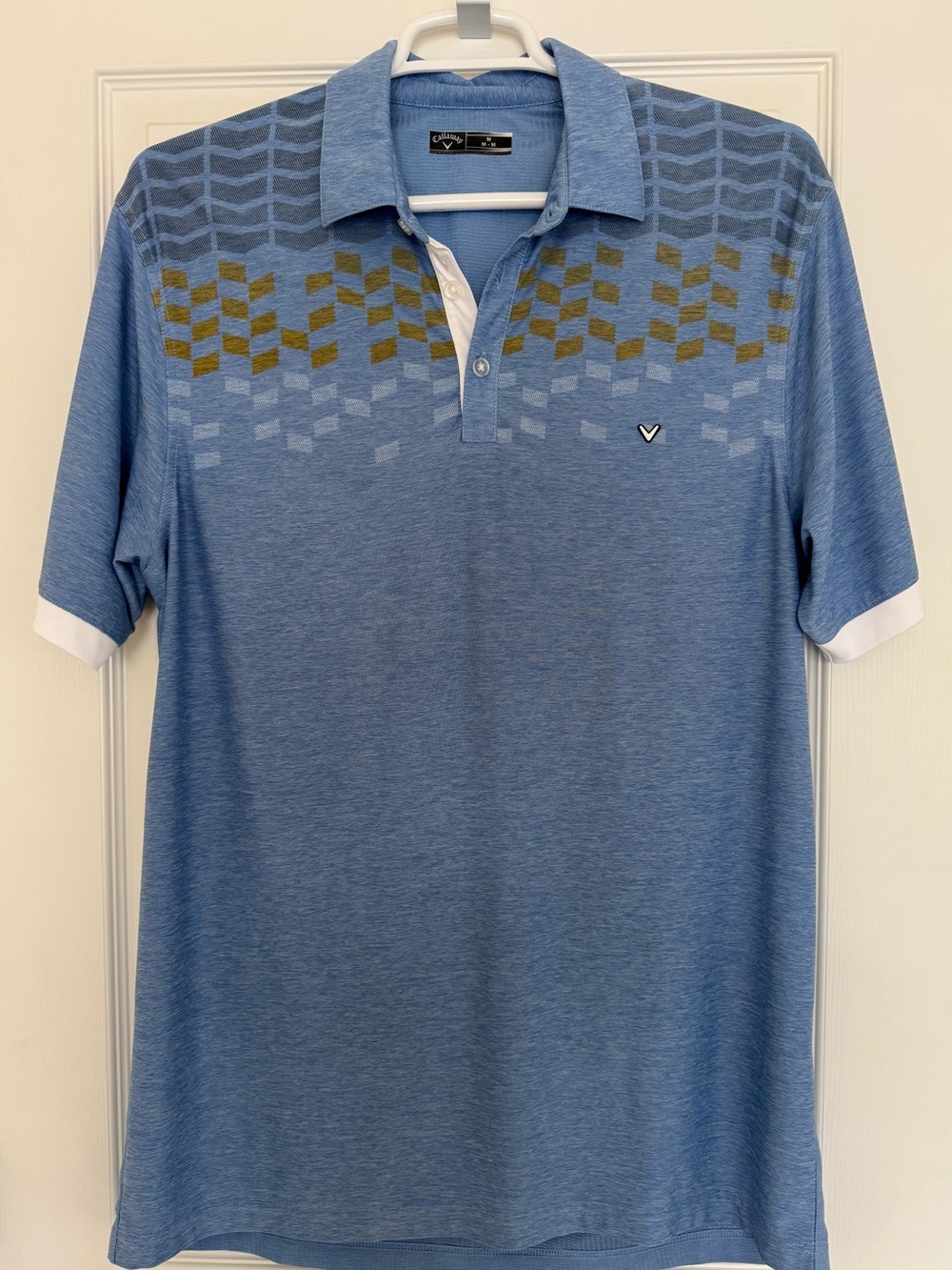 Callaway Blue Short Sleeve Golf Polo with Geometric Print